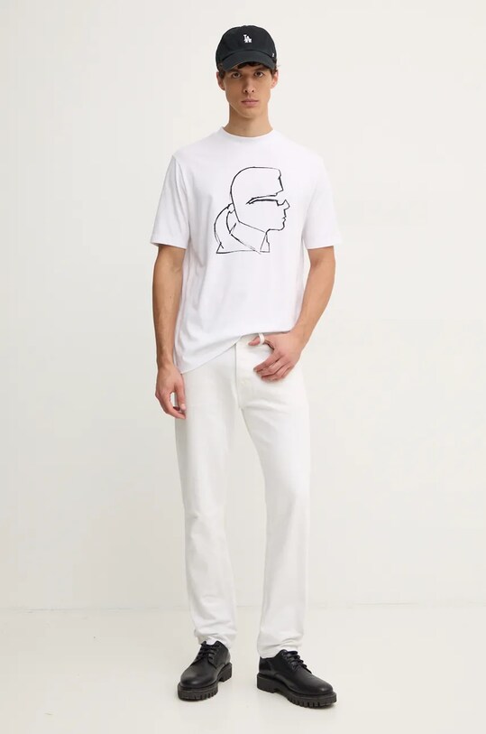 Хлопковая футболка Karl Lagerfeld 544225.755442 белый AW24