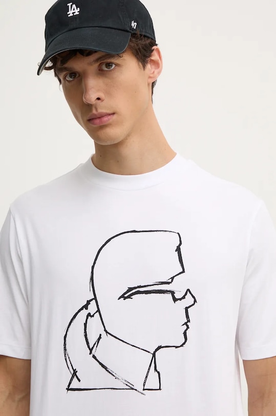 Bavlnené tričko Karl Lagerfeld biela 544225.755442