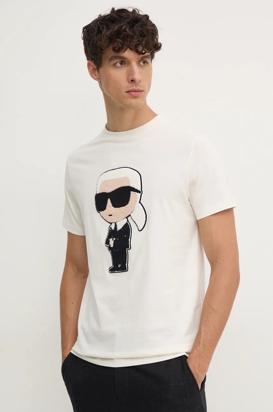 Karl Lagerfeld tricou din bumbac imprimeu bej 544250.755075