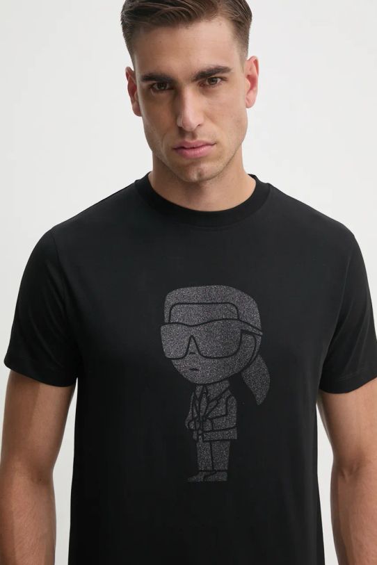 Karl Lagerfeld t-shirt bawełniany nadruk czarny 544242.755066