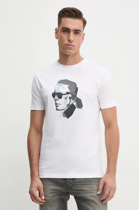 Bavlněné tričko Karl Lagerfeld slim bílá 544242.755060