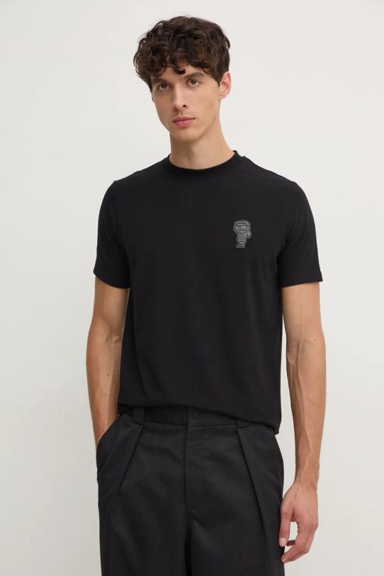 Karl Lagerfeld t-shirt z elastanem czarny 544221.755082