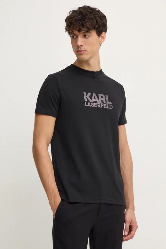 Karl Lagerfeld t-shirt bawełniany nadruk czarny 544252.755077