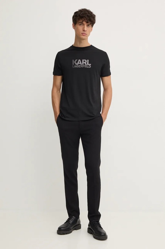 Бавовняна футболка Karl Lagerfeld 544252.755077 чорний AW24
