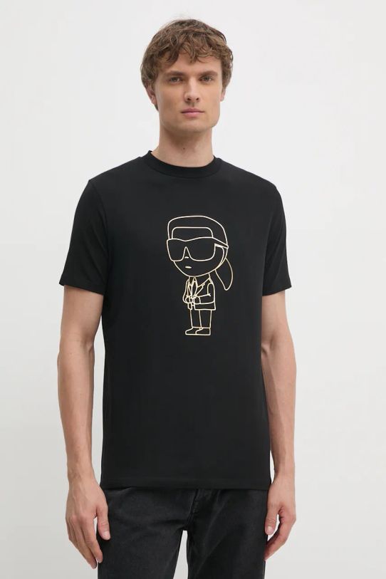 Karl Lagerfeld t-shirt z elastanem czarny 544221.755057