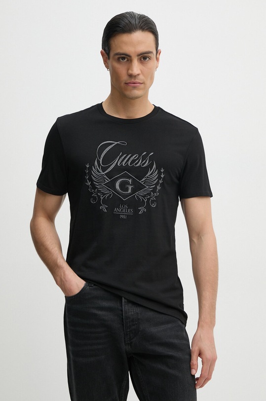 Pamučna majica Guess pamuk crna M4RI91.KBW41