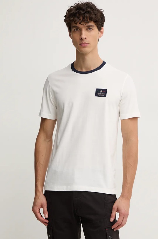 Bavlněné tričko Aeronautica Militare béžová TS2331J662