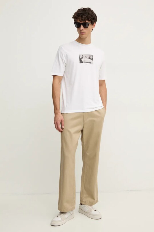 Sisley tricou din bumbac 3I1XS1044 alb AW24