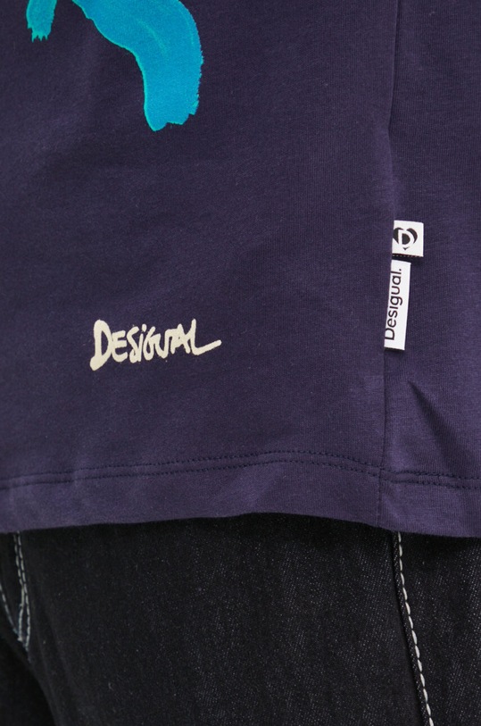 Desigual tricou din bumbac DAKOTAN 24WMTK33 bleumarin