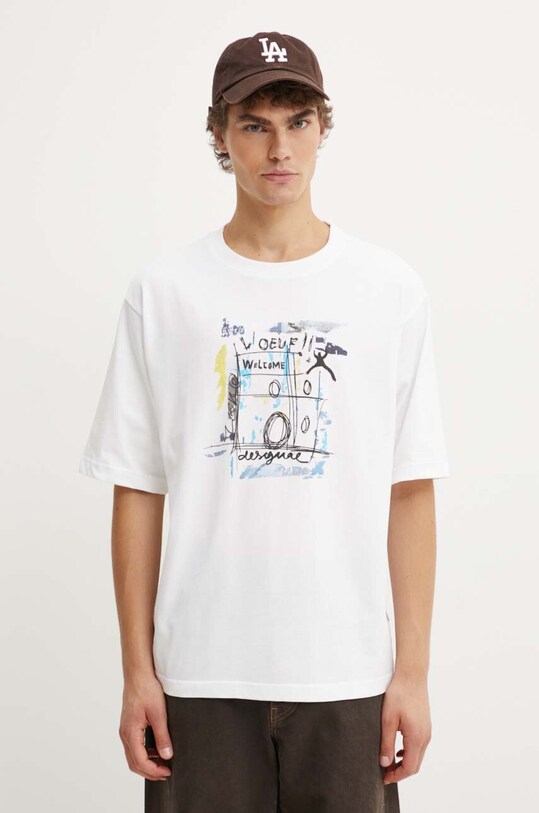 Îmbrăcăminte Desigual tricou din bumbac KAI 24WMTK28 alb