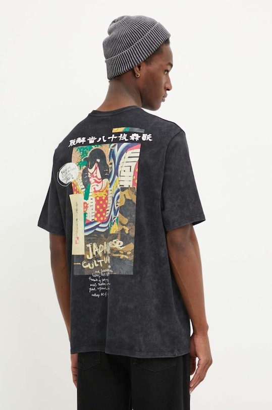 Desigual tricou din bumbac MAX imprimeu negru 24WMTK30