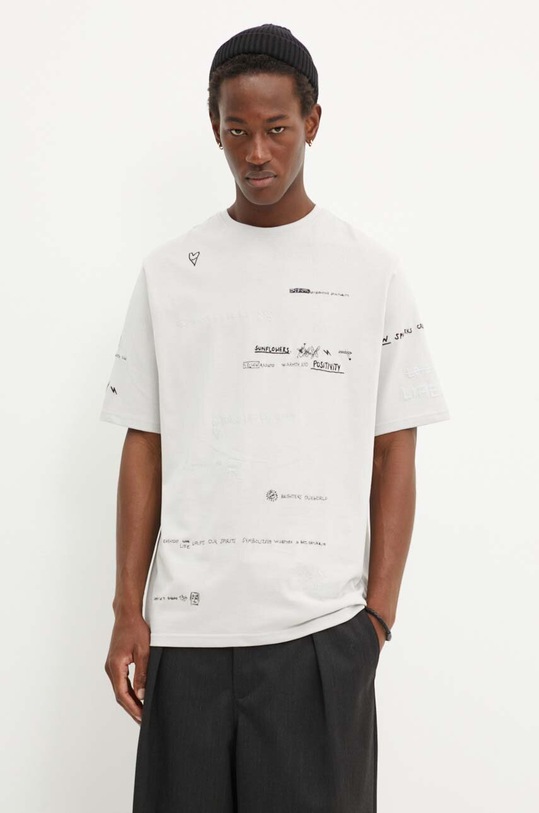 Desigual t-shirt bawełniany CAROLINAS aplikacja szary 24WMTK36