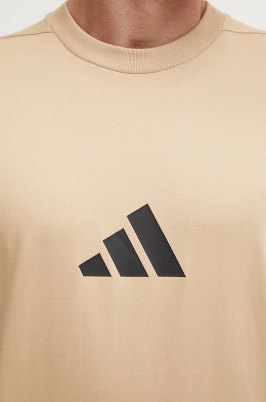 Бавовняна футболка adidas ZNE JF2453 бежевий