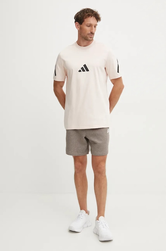 Бавовняна футболка adidas ZNE JF2459 бежевий AW24