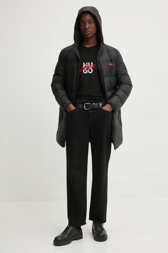 Βαμβακερό μπλουζάκι HUGO 50521076 μαύρο AW24