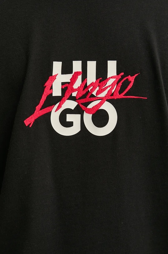 Βαμβακερό μπλουζάκι HUGO 50521076 μαύρο