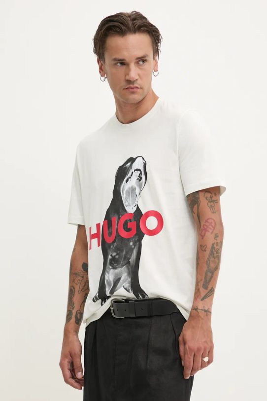 HUGO t-shirt bawełniany biały 50523979