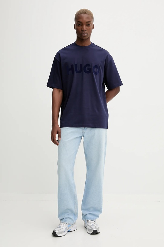 Bavlnené tričko HUGO 50525765 tmavomodrá AW25