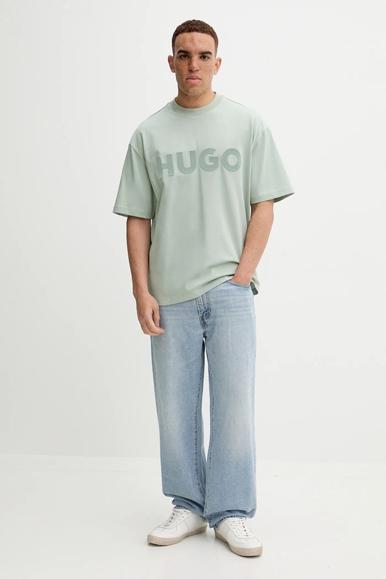 HUGO t-shirt bawełniany 50525765 zielony AW25