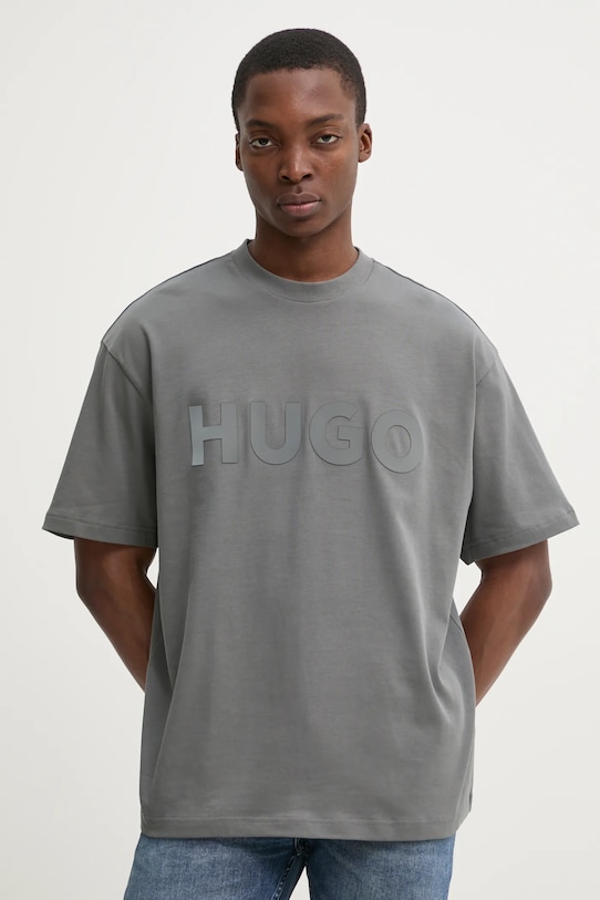 Бавовняна футболка HUGO сірий 50525765