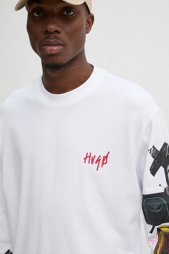 HUGO longsleeve din bumbac alb 50527799