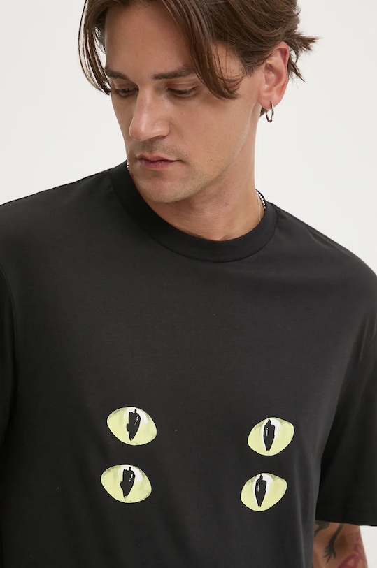 Bavlněné tričko HUGO kulatý černá 50530203