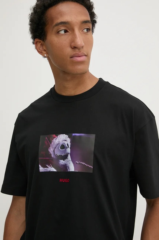 Bavlněné tričko HUGO černá 50528428