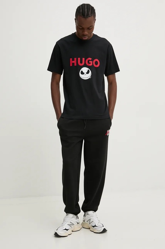 Бавовняна футболка HUGO 50537986 чорний AW24