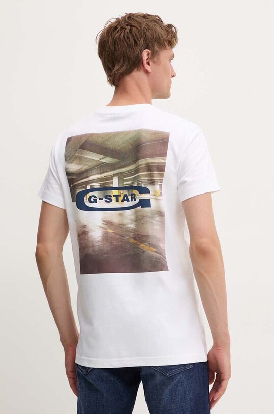 G-Star tricou din bumbac print alb D25093.C784
