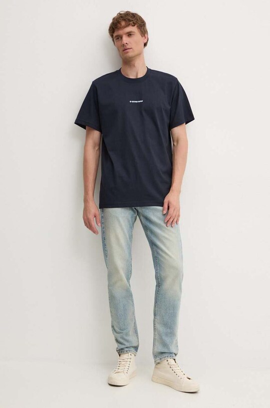 G-Star tricou din bumbac D25677.C336 bleumarin AW24