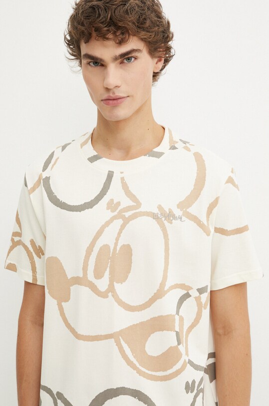 Бавовняна футболка Desigual BEAU-MICKEY x Disney візерунок бежевий 24WMTK31