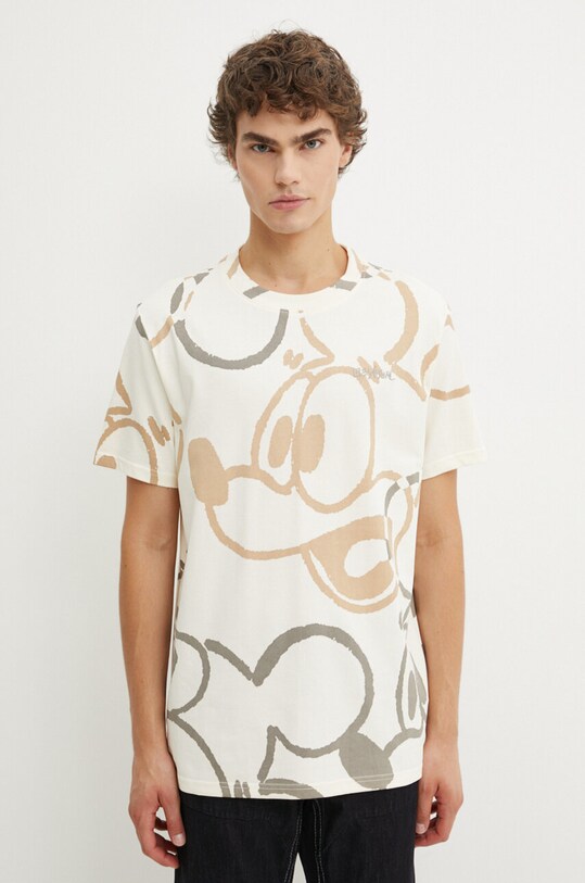Бавовняна футболка Desigual BEAU-MICKEY x Disney бежевий 24WMTK31