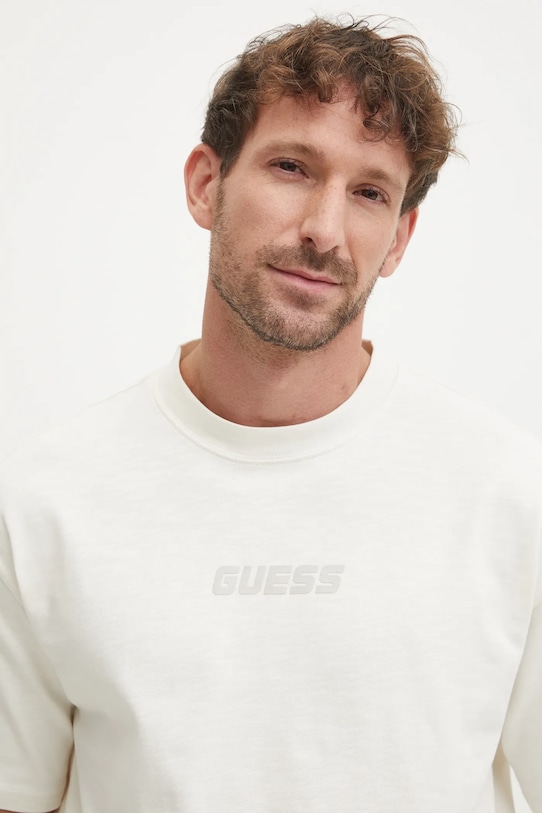 Guess t-shirt bawełniany DALIM beżowy Z4BI00.KCE21