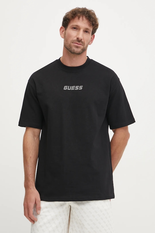 Памучна тениска Guess DALIM свободна черен Z4BI00.KCE21