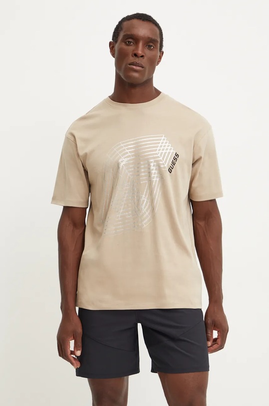 Guess t-shirt bawełniany CAPH nadruk beżowy Z4BI15.KCE60