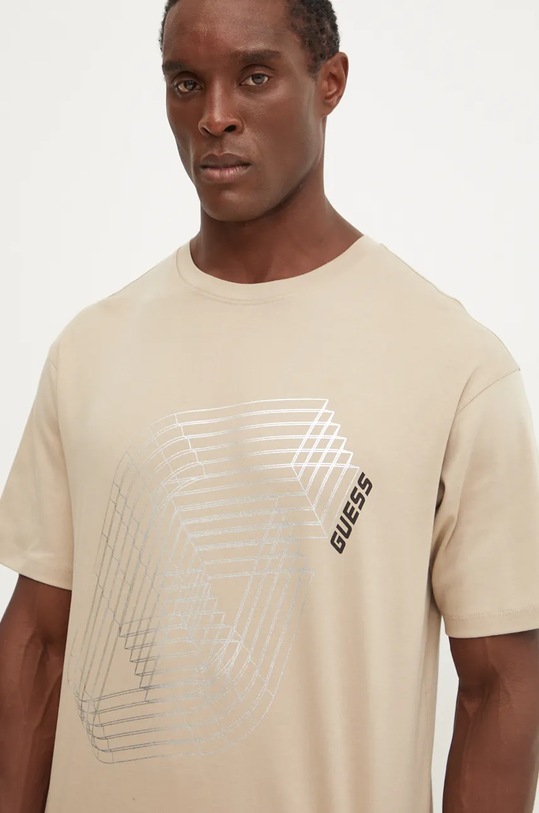 Guess t-shirt bawełniany CAPH Z4BI15.KCE60 beżowy AW24