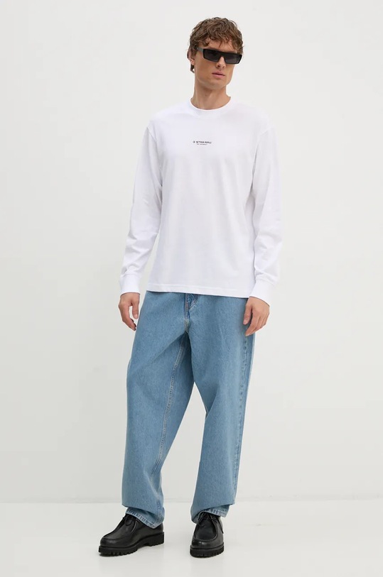 G-Star longsleeve din bumbac D25078.C336 alb AW24