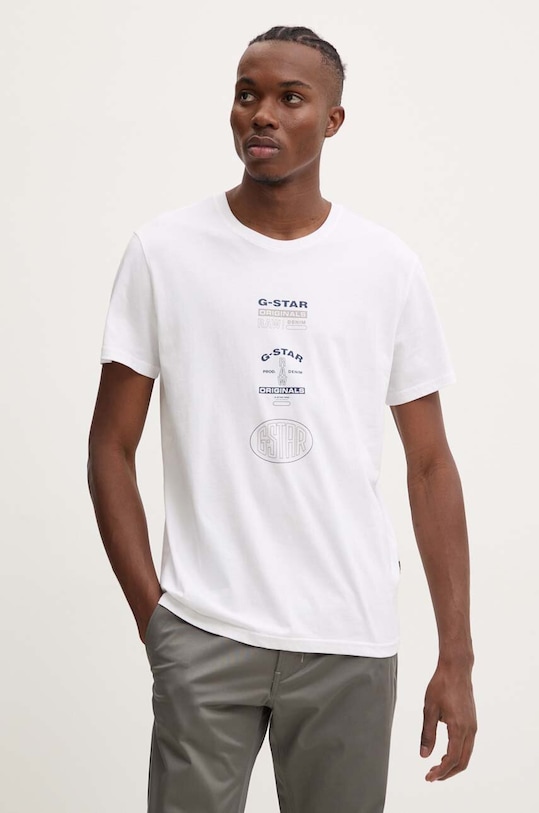 G-Star t-shirt bawełniany nadruk biały D25083.C506