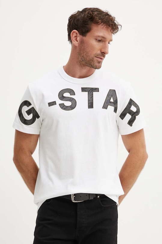 G-Star t-shirt bawełniany aplikacja biały D25533.C336