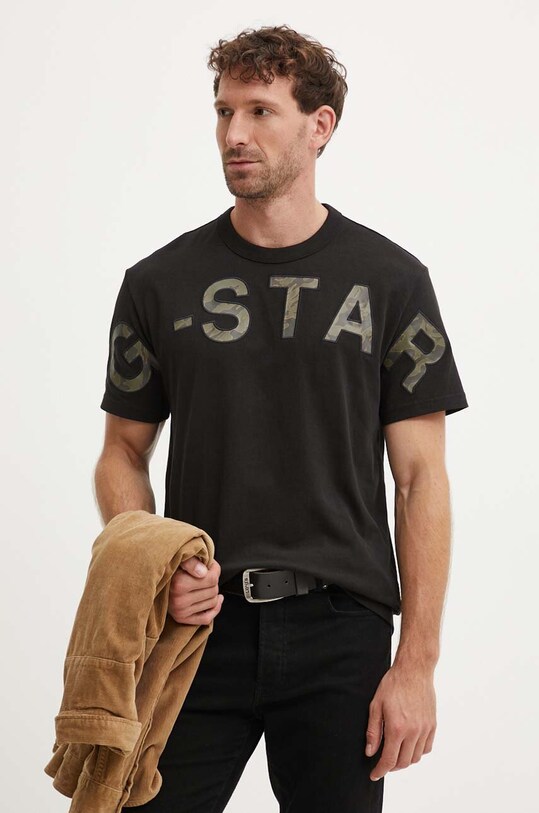 G-Star t-shirt bawełniany aplikacja czarny D25533.C336