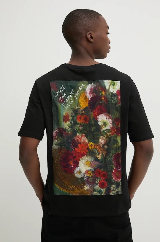 Desigual tricou din bumbac ALABAMA imprimeu negru 24WMTK43