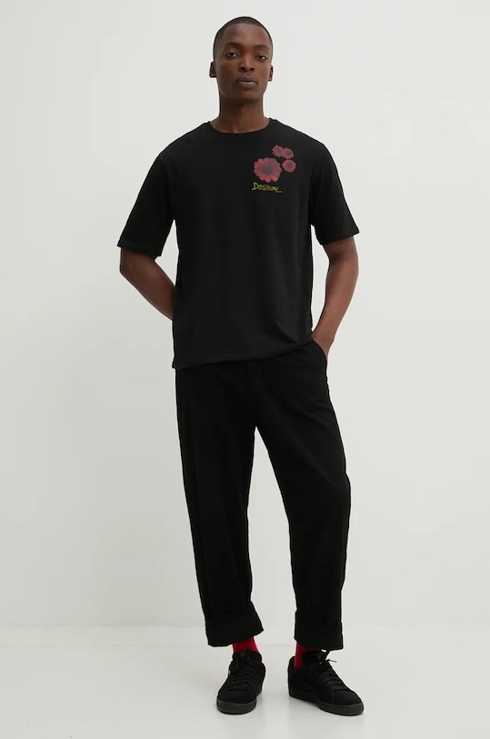 Desigual tricou din bumbac ALABAMA 24WMTK43 negru AW24