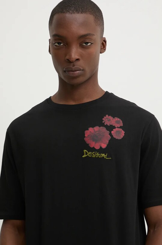 Desigual t-shirt bawełniany ALABAMA czarny 24WMTK43