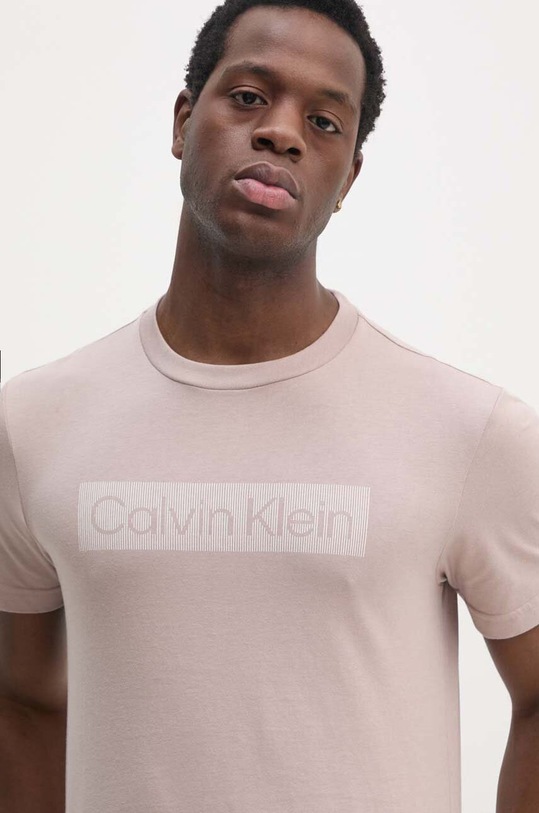 Bavlněné tričko Calvin Klein potisk růžová K10K113590