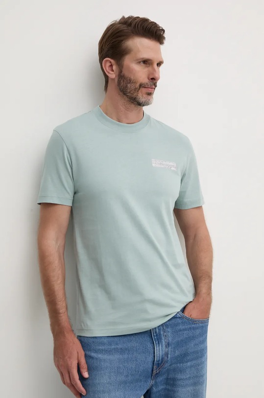 Calvin Klein tricou din bumbac imprimeu turcoaz K10K113594