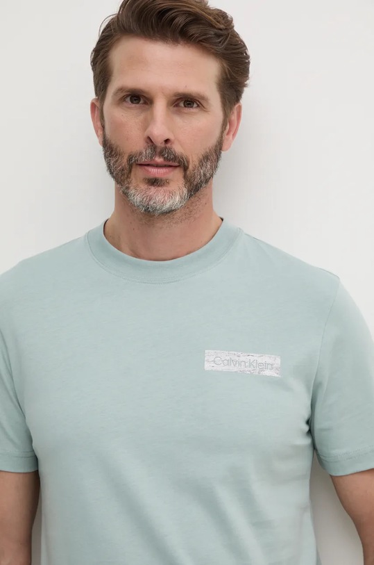 Calvin Klein tricou din bumbac turcoaz K10K113594