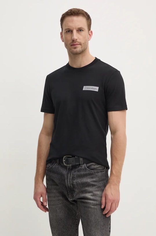 Bavlněné tričko Calvin Klein nášivka černá K10K113594