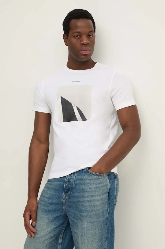 Bavlněné tričko Calvin Klein bílá K10K113597