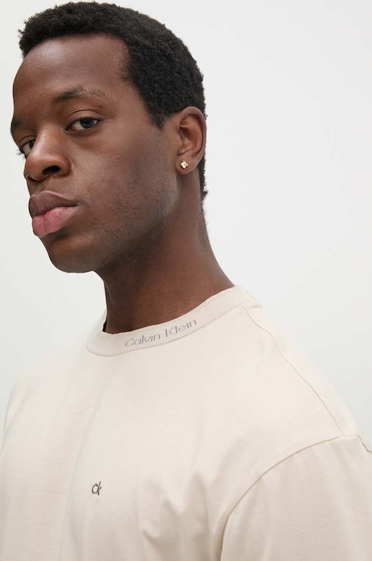 Calvin Klein t-shirt bawełniany K10K114091 beżowy