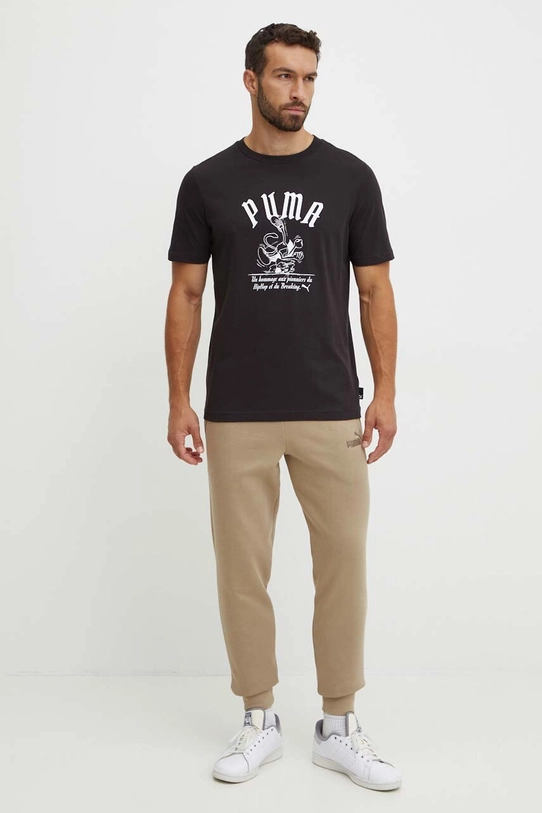 Puma t-shirt bawełniany 628003 czarny AW24